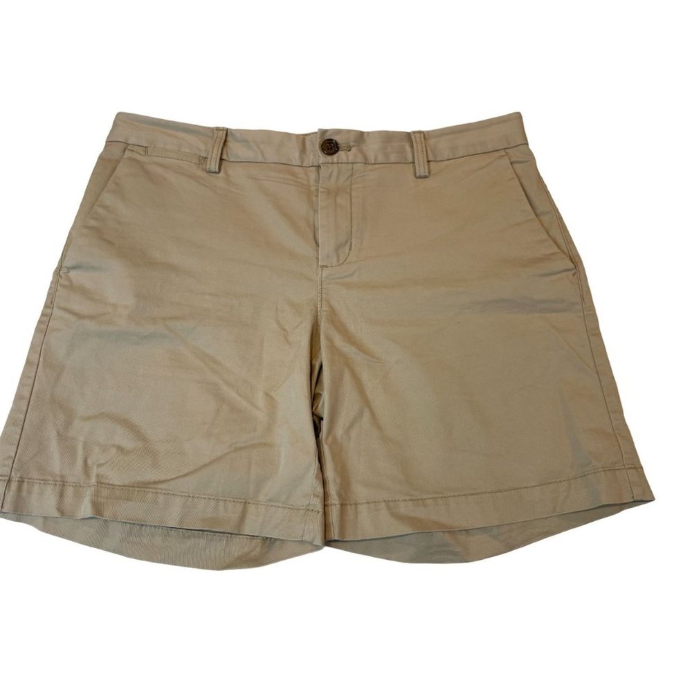 Banana Republic Womens Chino Shorts Mid Rise Stretch Slash Pockets Khaki Size 8